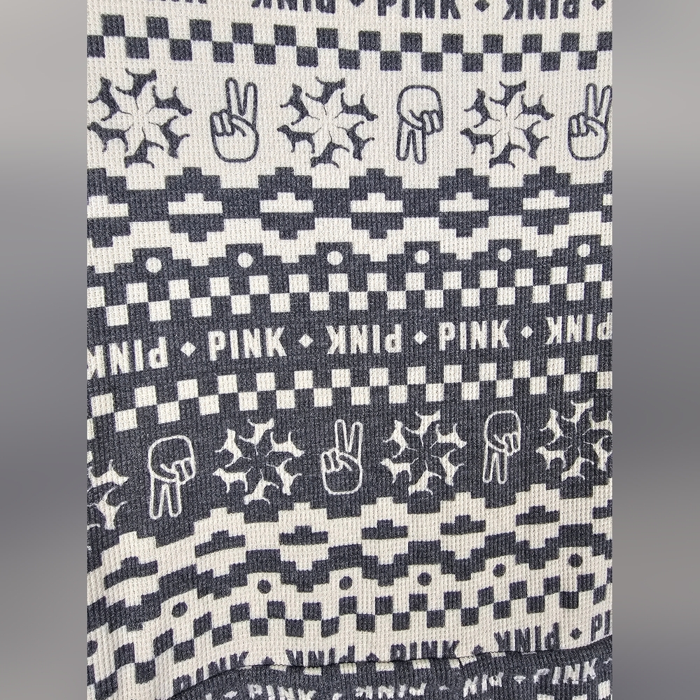 Victoria's Secret Pink Thermal Printed One Piece Long Jane Sleepwear sz L - Picture 5 of 7